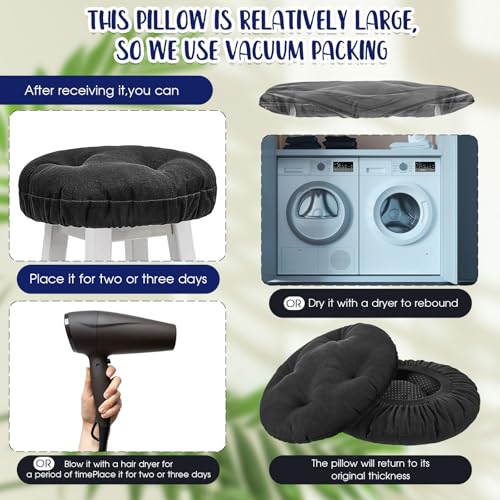 Marsui 4 Pieces Soft Stool Covers Round Bar Stool Cushions with Elastic Band Padded Seat Covers Nonslip Round Seat Cushions for Chairs Seat Slipcovers(12 Inch,Black) - Image 5