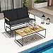 GOPLUS 2 Sitzer Gartenbank, Schaukelbank mit Schaukelmechanismus & atmungsaktivem Stoffsitz, Terrassenbank Outdoor wetterfest, 300 kg belastbar, Sitzbank aus Metall für Garten Terrasse Balkon, Schwarz