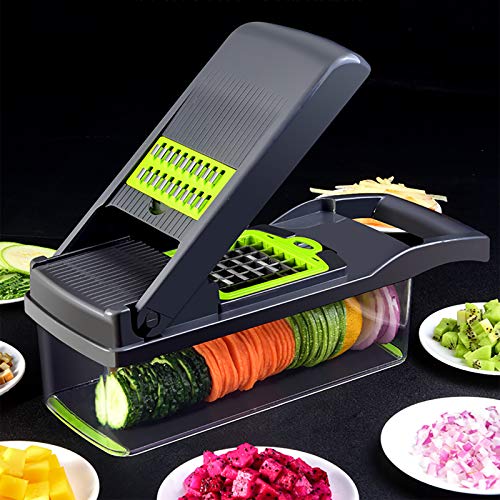 Cortadora y picadora manual para vegetales con contenedor miniatura 1