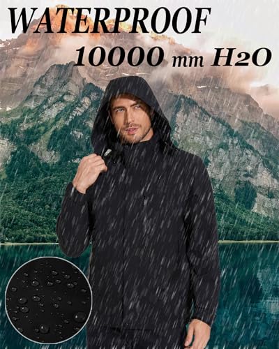 10000mm H2O Waterproof Rain Jacket Windproof Soft Shell Raincoat Windbreaker with Removable Hood2
