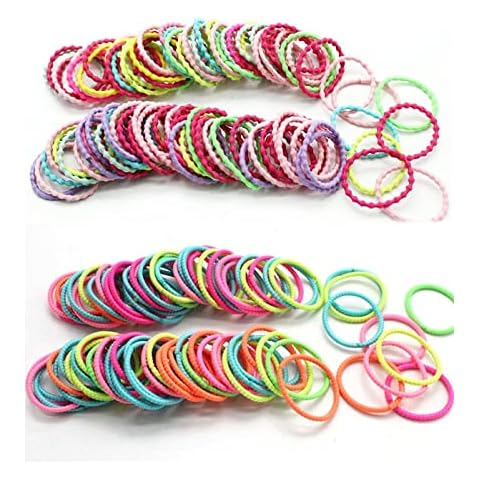 200 Stück Elastisch Haargummis Set, Bunt Elastisch Haargummis, Kinder Baby Haarschmuck, Haarseil Pferdeschwanz Haarband Set für Kleine Mädchen Kinder(2 modèles) Cover