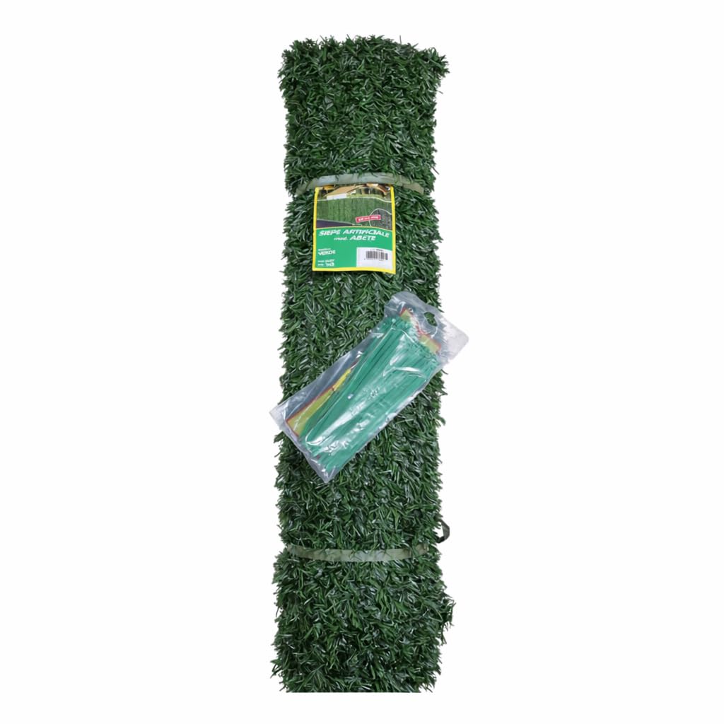 Pinto FERRAMENTA Siepe Finta Artificiale Ultra Coprente Rotolo Rete Frangivento Ornamentale Foglia Edera Sintetica Ringhiera Terrazzo Balcone Giardino Recinzione (Abete, 1X3mt)