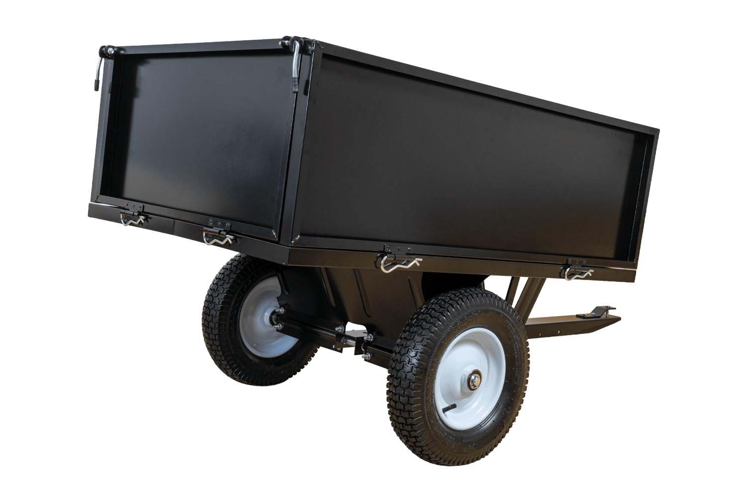 UNITRAILER Remolque de jardín basculante 225 kg para Tractor y Quad | Estructura de acero resistente, ruedas extraíbles y ruedas todoterreno. Ideal para transportar madera, tierra y heno.