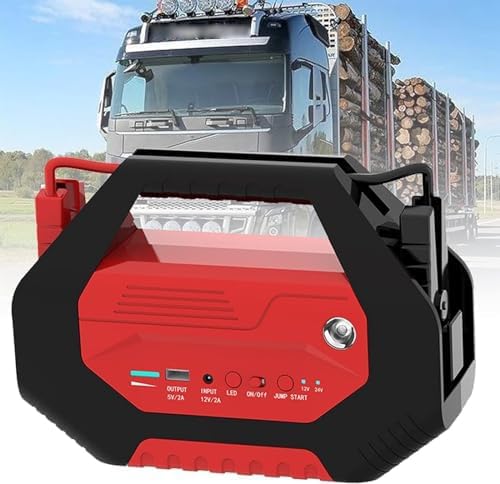 Arrancador de coche de 12 V/24 V, banco de energía de emergencia con linterna LED, carga rápida, temperatura de funcionamiento de -20 °C a 60 °C