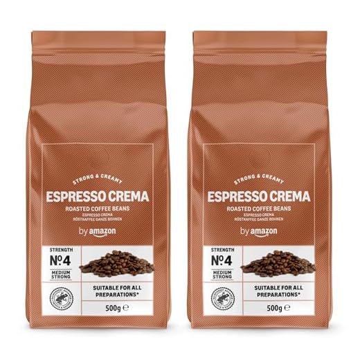 by Amazon - Café en grano Natural Espresso crema, tueste claro,- Certificado Rainforest Alliance, 500 g (Paquete de 2)