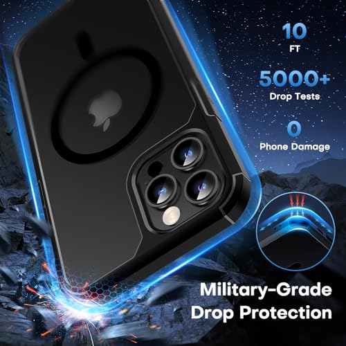 Image of TAURI for iPhone 12 Pro Max Case, Compatible with MagSafe, Black | with Screen Protector, Not-Yellowing Military-Grade Protection, Shockproof Slim Magnetic Case for iPhone 12 ProMax