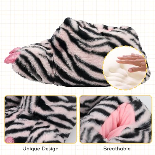 Image of Women Plush Animal Paw Slippers Funny Novelty Bear Claw Slippers Cozy Furry Warm Memory Foam Slippers Gifts for Halloween Christmas