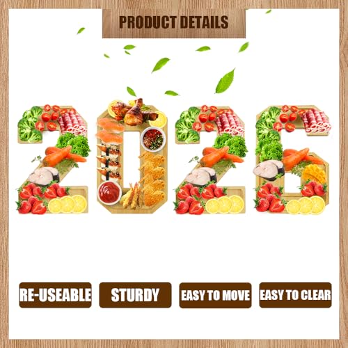 Valguri Wooden Charcuterie Number Fillable Board Box, Fruit Cheese Platter Vegetable Food Dish, Reuseable Serving Tray for Home Decor, Birthday Party Decorations (2026) by Valguri - Used condition - Image 4