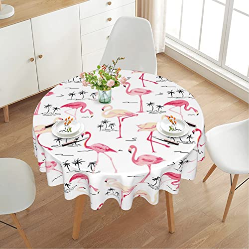 Pzoyubi Flamingo Table Cloth Pink Flamingo Tropical Leaf Tablecloth Washable Round Tablecloth 60 Inch Flamingo Party Tablecloth For Home Kitchen Indoor And Outdoor Dining Table Decor #TOP5