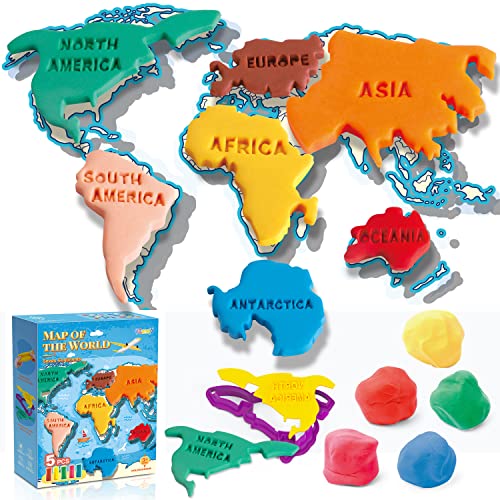 VConejo 13 Piece Dough Set Toys for Toddlers Age 4-8, Map of The World Dough Accessories Toys for Boys 3-5 Years Old Girls Toddler