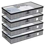 Fixwal 4 Pack Underbed Storage Containers, Below 4.5 Inches Low Profile Under Bed Organizer Clothes Storage Bins with Sturdy Sidewalls and Bottom