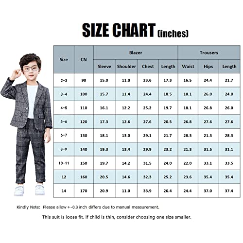 Boys Plaid Blazer Pants Set Casual Suit Classic Kids 2 Piece Sport Coats Outfits - Image 7