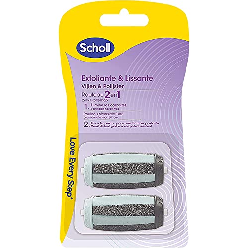 SCHOLL Pack 2 Rouleaux de Remplacement 2 en 1 Exfoliant & Lissant pour Râpe Electrique