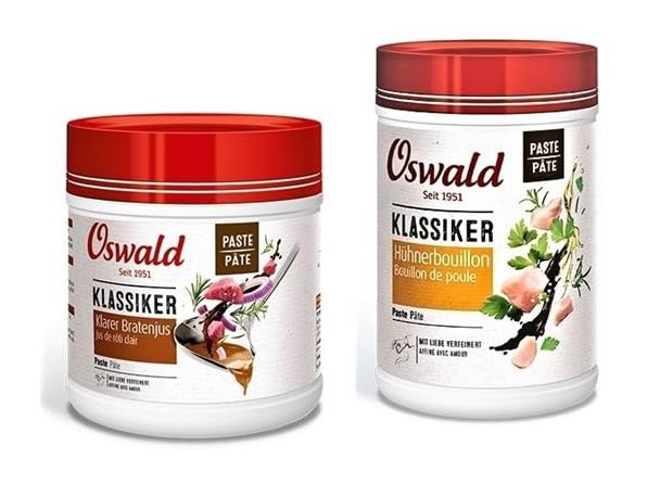 Oswald Sauce jus de rôti clair, 500 g - Pâte de jus de rôti à la manière suisse, non liée, jus de rôti fin avec romarin et léger arôme de rôti