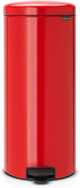 Brabantia NewIcon Pedal Bin 30 L (Passion Red) Soft-Closure Kitchen Rubbish Bin with Removable Inner Bucket + Free Bin Bags
