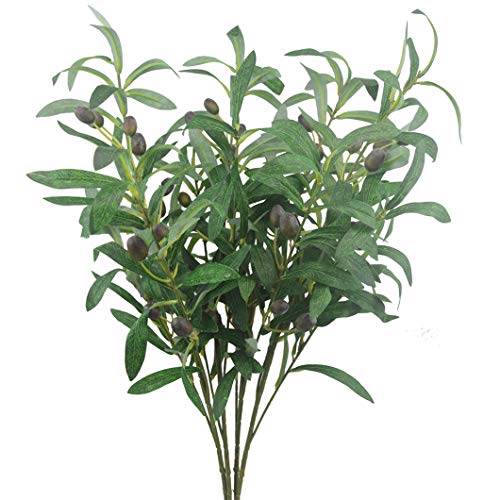 Bird Fiy 4PCS Artificial Olive Plants Branches Fruits Branch Leaves Indoor Outside Home Garden Office Wedding Décor