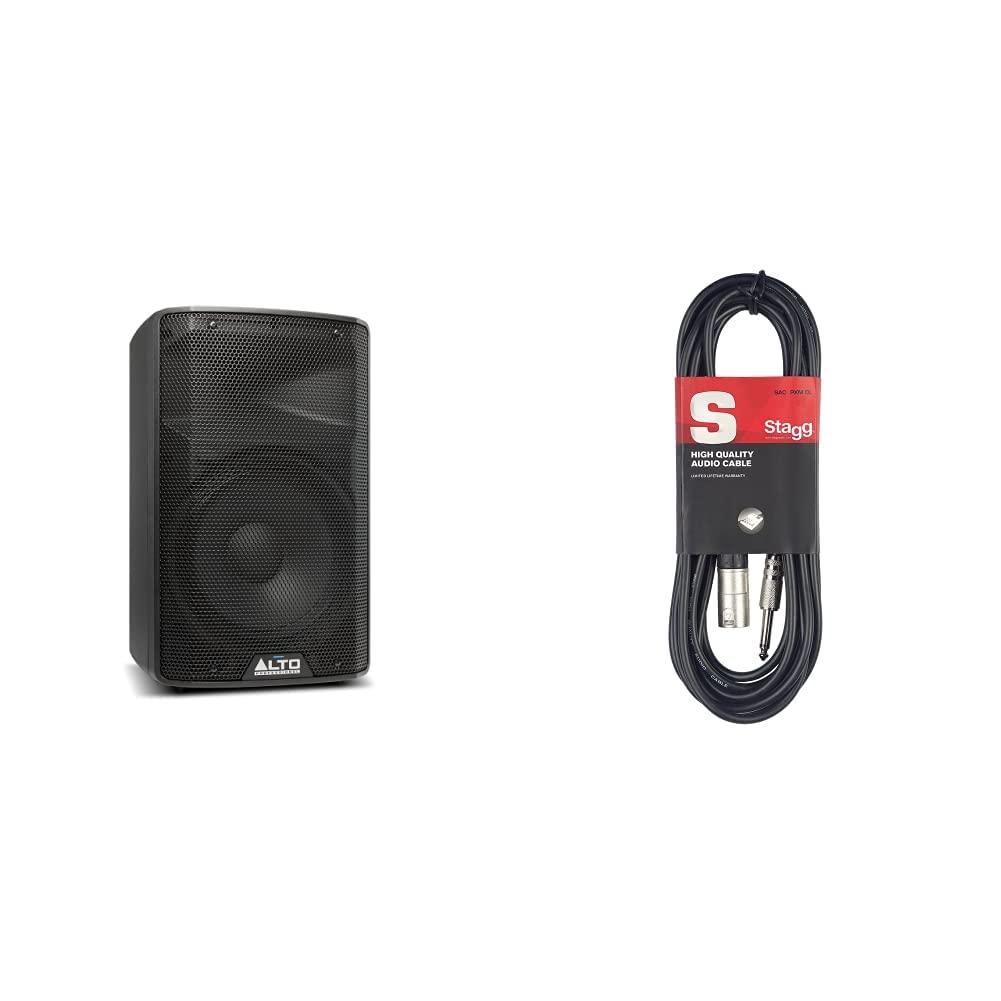 ALTOProfessional TX310 – 350W Active PA Speaker with 10 Inch Woofer for Mobile DJ and Musicians, Small Venues, Ceremonies and Sports Events & Stagg SAC3PXM DL 3m/10 ft Deluxe XLR Male to Jack Cable