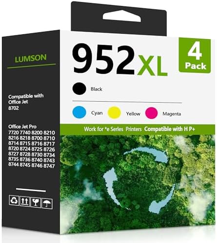 952XL Ink Cartridges Replacement for HP 952 XL 952 Ink Works for Office Jet 8710 7740 8720 8210 8715 8702 7720 8730 8740 8216 8725 8700 Printer (4 Pack, 1BK/1C/1M/1Y)