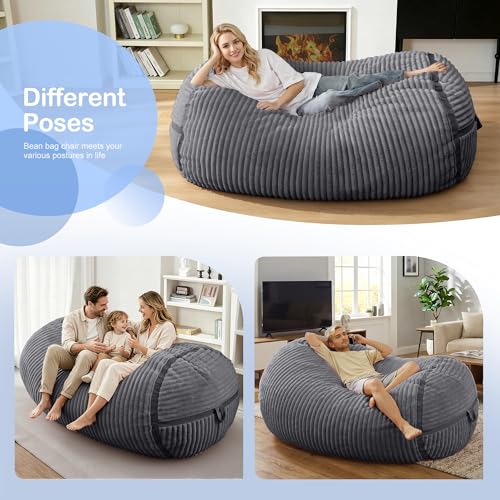Image of 5FT Bean Bag Chair 5'Giant Bean Bag Chairs with Adults, Large Beanbag Chair