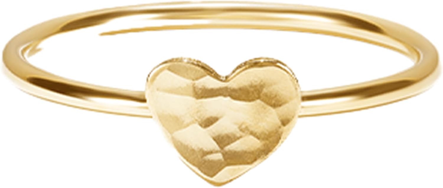James Michelle Tiny Heart Stacking Ring Set for Women – 3-Year Color Guarantee – Waterproof, Non-Tarnish, Hypoallergenic, Gold PVD Coated – Stackable Set Perfect for Beach, Weddings, Gifts