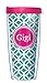 Gigi On Teal Roundabout Wrap Traveler 16 Oz Tumbler Cup with Pink Lid