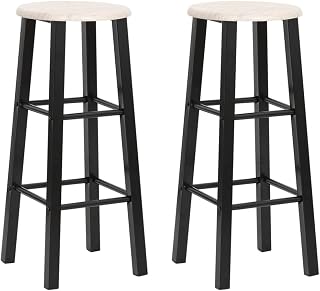 RAUGAJ Sillas - Taburetes de bar (2 unidades, madera MDF), color negro