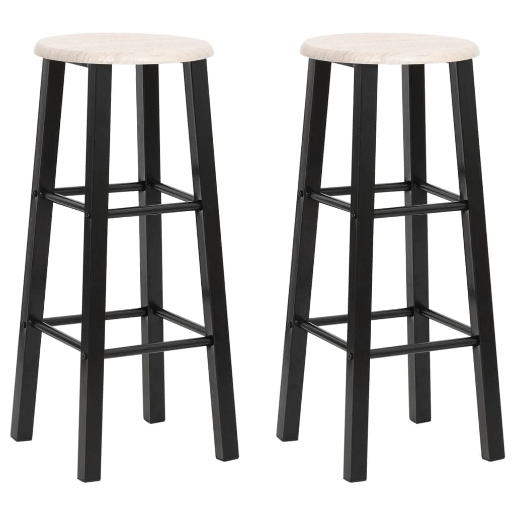 Taburetes de bar 2 unids MDF negro con reposapiés para comedor y bar
