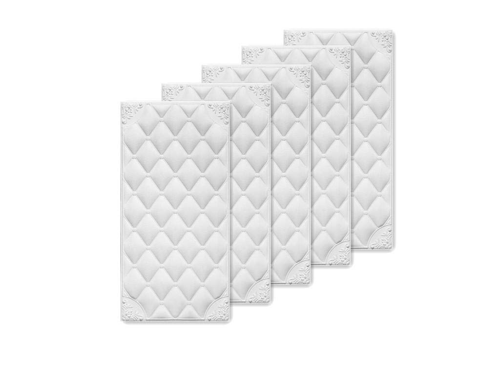 5pcs/set Self-Adhesive Soft Pack 3D Wall Stickers, Living Room Bedroom White Brick Wall Stickers, TV Background Wall Waterproof Self-Adhesive Wallpaper, Tile Stickers 60X30CM