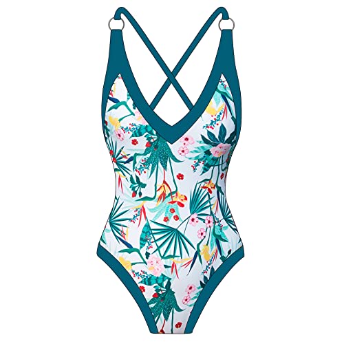 Maillot de bain une pièce femme contrôle du ventre froncé Lsh M
