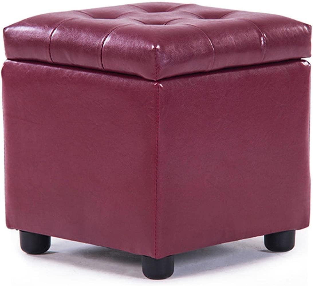 Pouf de rangement en cuir repose-pieds étanche boîte de rangement coffre
