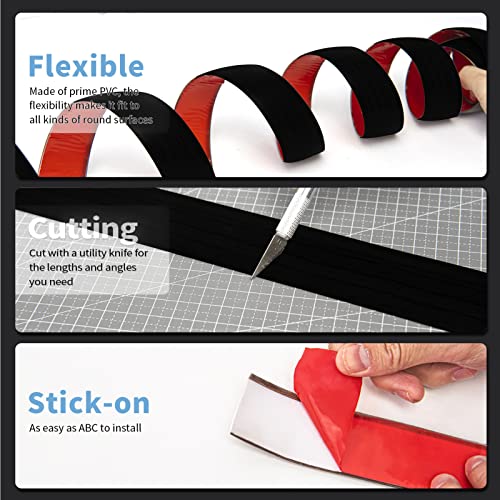 Art3D 10 Ft Self Adhesive Vinyl Floor Transition Strip, Laminate Floor Strip Floor Flat Divider Strip For Joining Floor Gaps,Carpet Threshold Transition,Floor Tiles（1.57In, Black） #TOP4