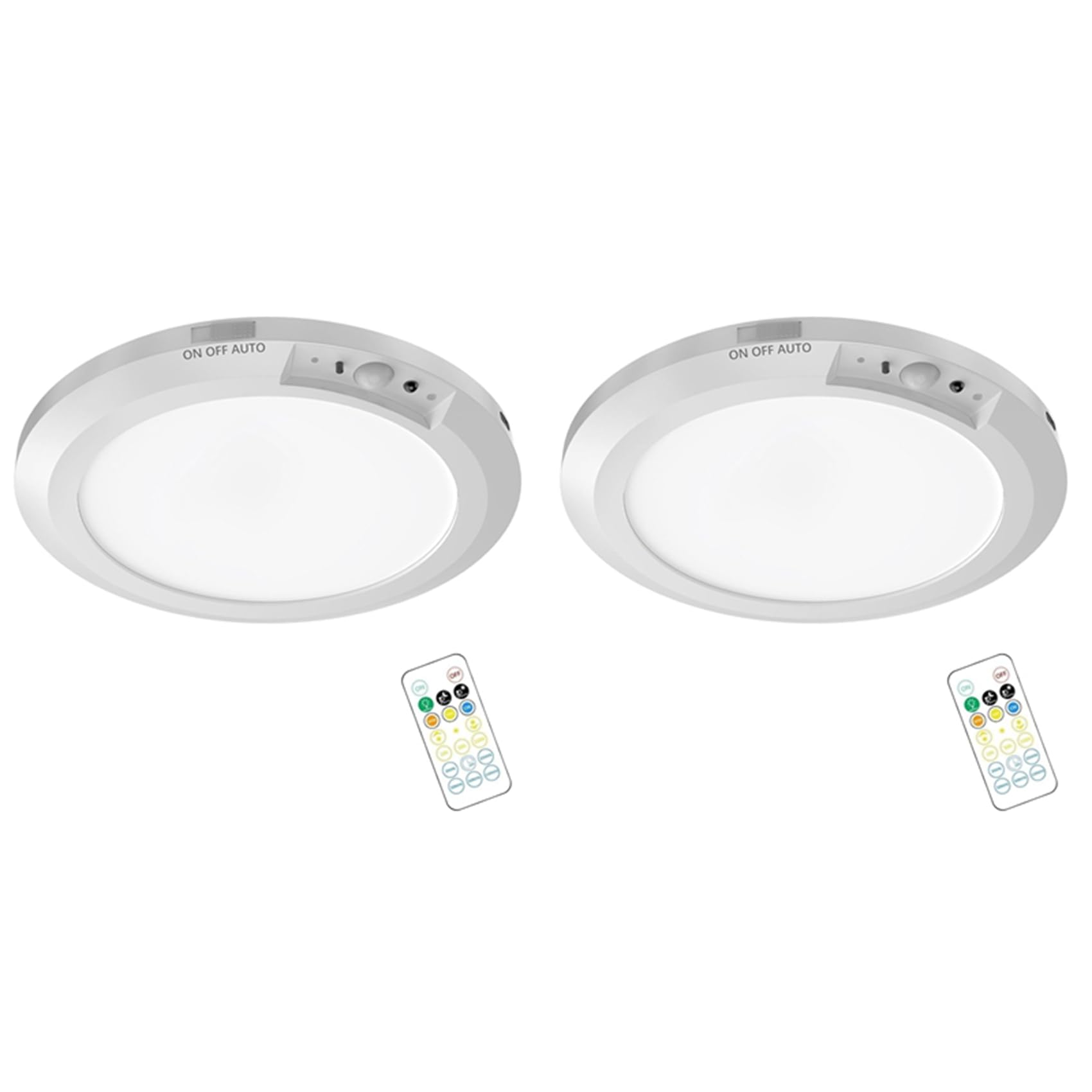 Vjsujehgy 2X Ceiling Light, Rechargeable Motion Sensor Lights Indoor, Magnetic Ceiling Lamp with 3 Dimmable Color Remote Control