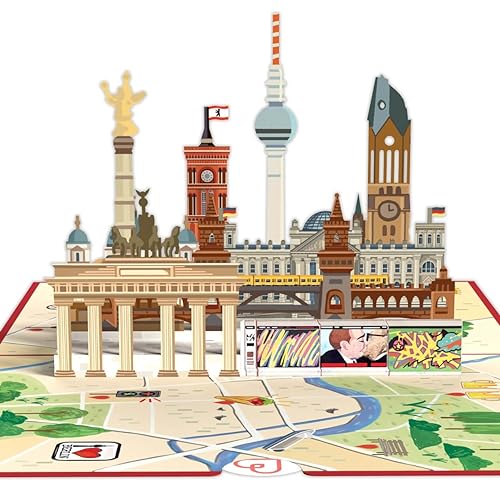 papercrush® Pop-Up Karte Berlin - Besonderer Gutschein oder Geldgeschenk für Berlin Reise, 3D Geschenkkarte oder Hotelgutschein zum Geburtstag, Geschenkidee für einen Städtetrip in Deutschland