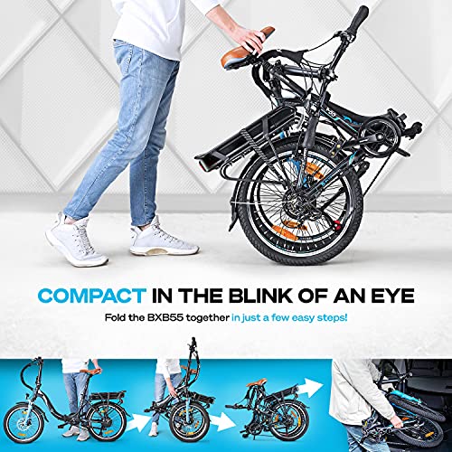 BLUEWHEEL 20" Foldable E-Bike I German Quality Brand I Shimano 7 Speed Gear I EU Compliant Folding Bike with App + 250 W Motor + Battery Removable | Electric Bike 25 km/h up to 150 km | BXB55 - Image 5