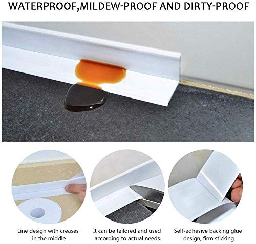 Caulk Strip,2 Pack Self Adhesive Sealing Tape Bathtub PE Waterproof Sealant Caulk Tape Toilet Bathroom Shower Kitchen and Wall Sealing Strip Trim 38mmx3.2m - Thumbnail 4