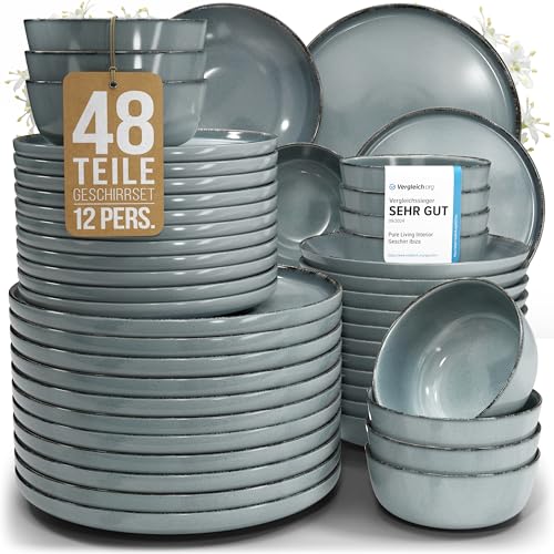 Steingut Geschirrset 12 Personen Rustic 48 tlg. TESTSIEGER,...