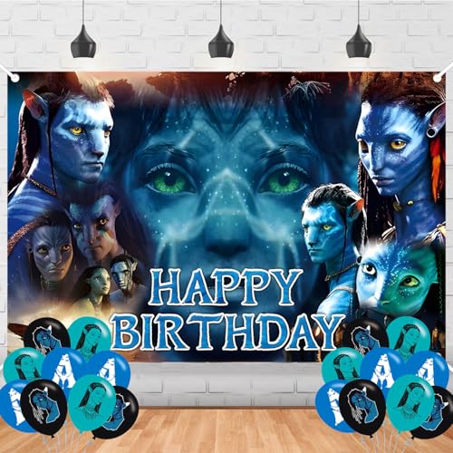 Ava_Tar Birthday Backdrop Cartoon Movies Poster for Avatar Theme Party Decorations Cartoon Birthday Supplies Background Studio Shoot Photo Props
