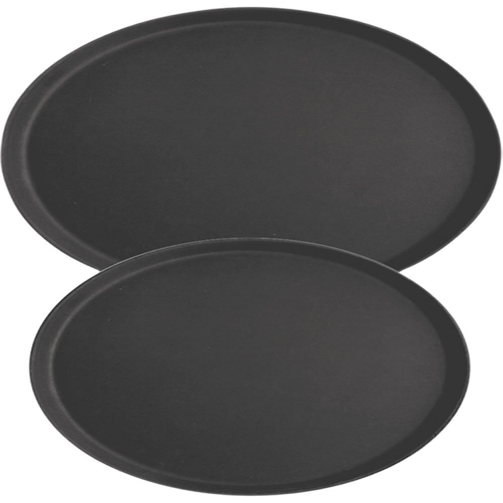 Bandeja ovalada con superficie antideslizante, color negro, 60 x 73,5 x 2,5 cm (ancho x profundidad x alto)