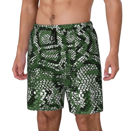 Green Snakeskin Funny Men's Swim Trunks Board Shorts Quick Dry-2