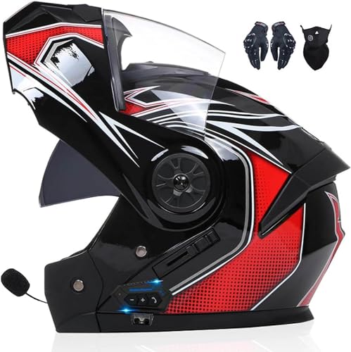 Casque de moto modulable Bluetooth double visiere anti-fatigue pour adulte XL