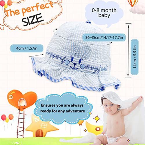 Image of SNOWIE SOFT Baby Hats for Girls, Hat for Baby Girl, Summer Hat Rabbit Ears Sun Hat Blue Stripy Bucket Hat for Outdoor UV Protection Baby Cap 6-12 Months