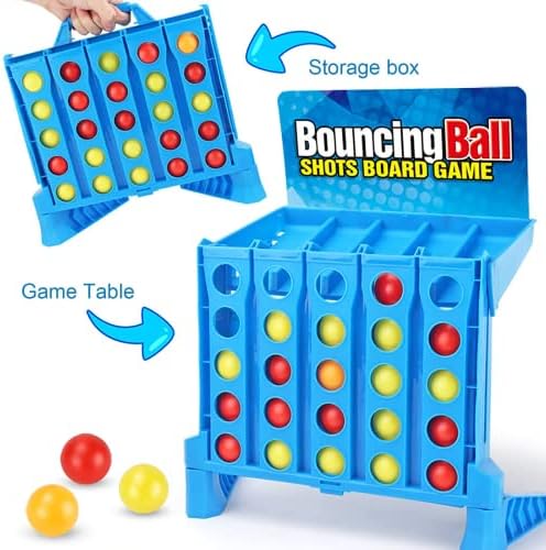Bouncing Ball Connect Shots Game Toy, Classic Board Games 4 Shots Connect for Kids, 3-5 Bounce Ball Board Game Toys Gifts for 4 5 6 7 Year Old Boys Girls