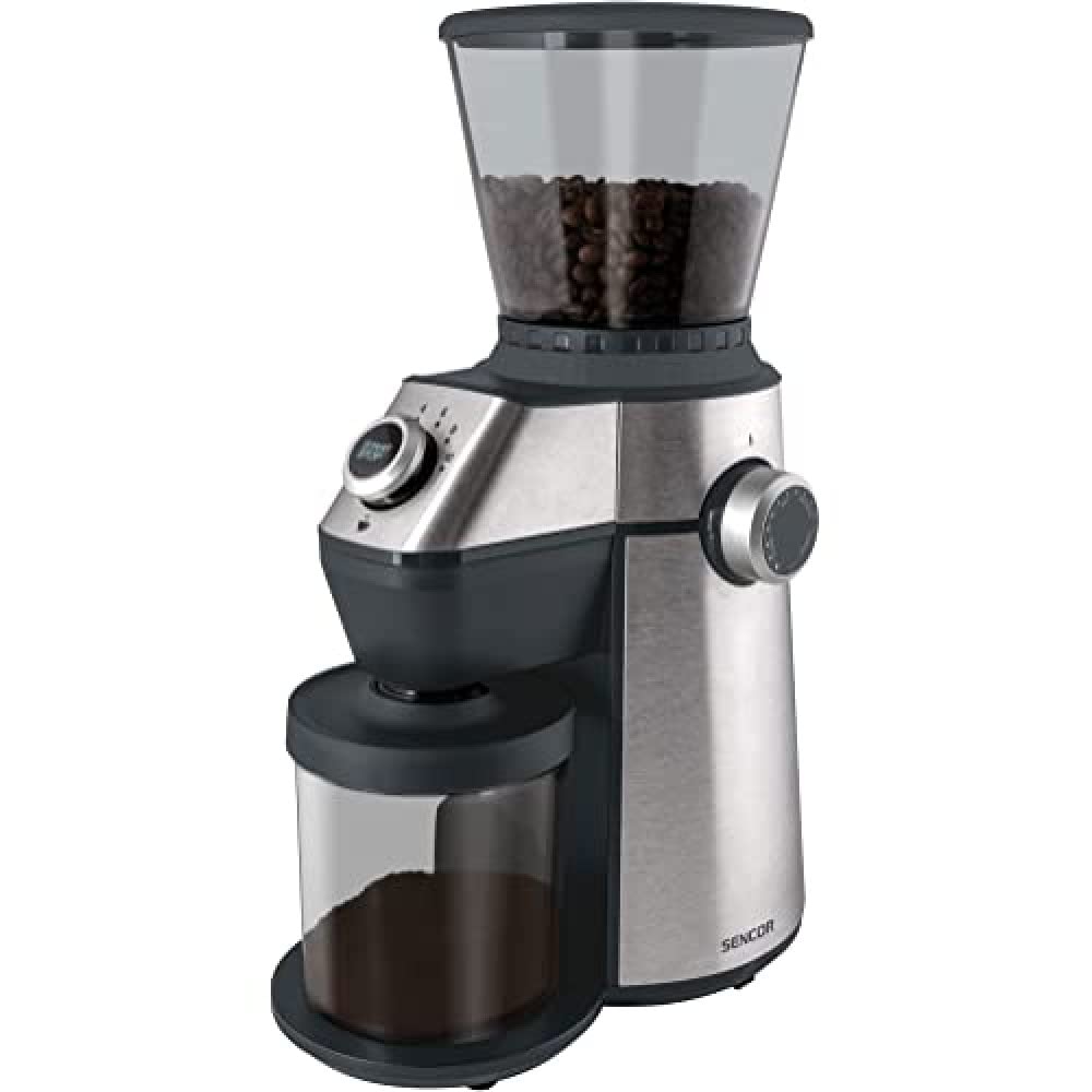 SCG 6050SS Moulin à Café Électrique Burr, Capacité 350 g, 150W, Argent