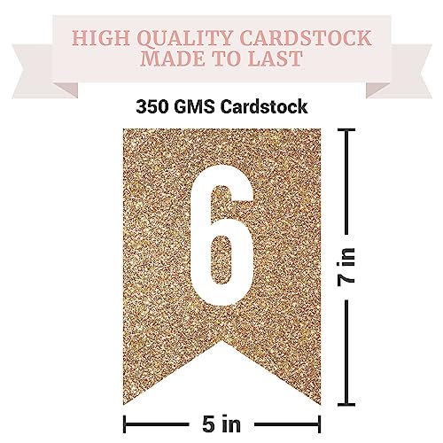 Image of Pre-Strung Happy 60th Birthday Banner - Gold Glitter Birthday Banner | No DIY - Gold Glitter 60th Party Decorations for Men & Women - Pre-Strung on 6 ft Strands - Bday Party Decorations & Decor