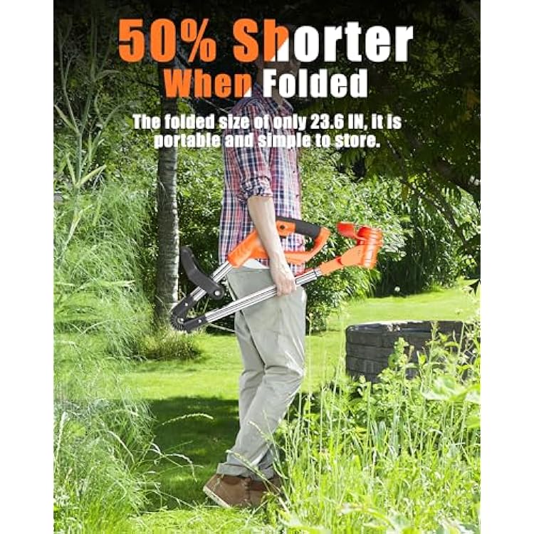 21V Cordless Weed Wacker, Lightweight Trimmer with 2 2.0Ah Battery, Electric Weed Eater Battery Powered, 3 in 1 Grass Trimmer/Brush Cutter/Edger Lawn Mower with 2 Types Blades & Wheels for Garden Yard