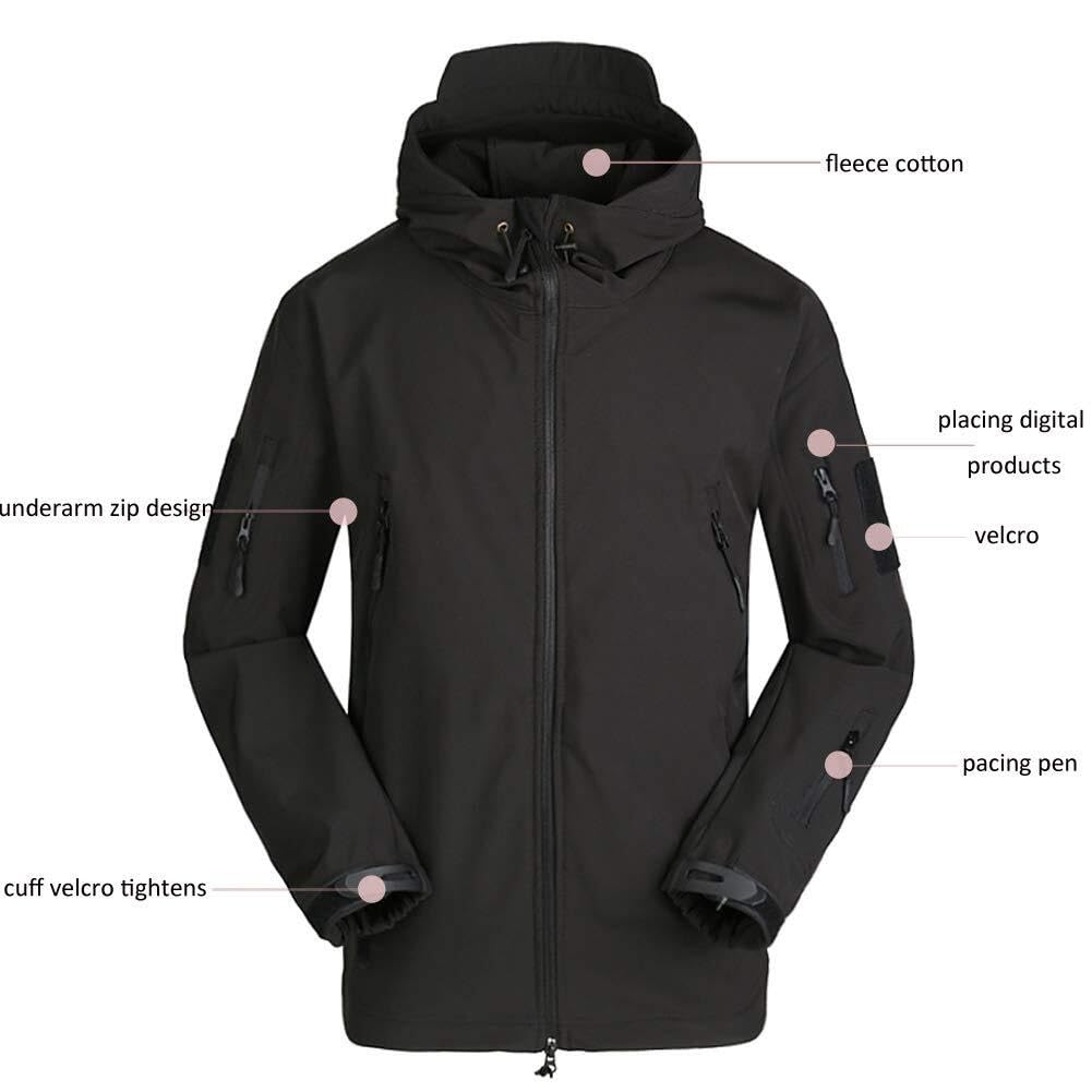 Męska Taktyczna Kurtka Softshell Z Polarową Podszewką, Wodoodporna, Wiatroszczelna Konstrukcja Do Polowań I Pieszych Wędrówek Na Świeżym Powietrzu