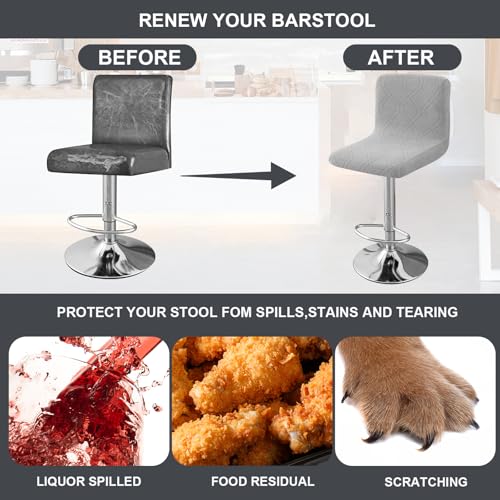 Image of Bar Stool Cover 2pcs Bar Chair Cover Swivel Bar Stool Slipcover | Stretch Counter Height Bar Stool Cover High Back Chair Cover Counter Stool Bar Chair Covers for Kitchen Pub Dining Room,06