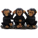 No Evil Monkeys Figurine for African Jungle Safari Decor Sculptures or Chimps Statues and Decorative Animal Lover Gifts by Home-n-Gifts
