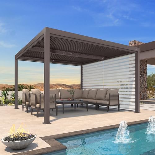 PURPLE LEAF Louvered Pergola Accessories 12 FT Outdoor Privacy Screen Sunshade Screens Adjustable Panels for 12' Side Pergola