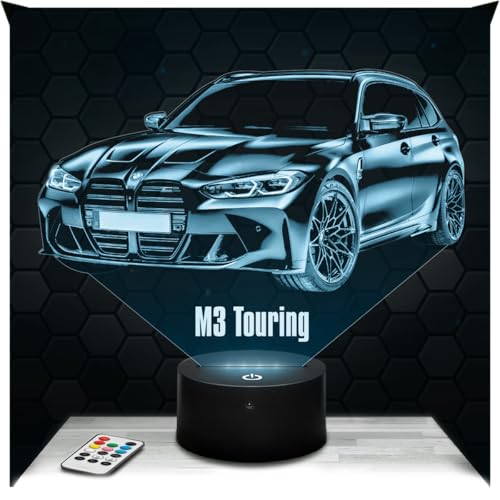 Lampephoto.fr - Lampe 3D Voiture M3 Touring Décoration Miniature Collection, Idée Cadeau Homme Femme, Objet Voiture M3 Touring Veilleuse LED Fan, Déco...